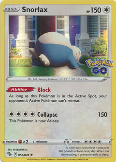 Snorlax - 055/078 - Holo Rare // Pok&eacute;mon kaart (Pok&eacute;mon GO)