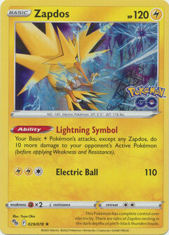 Zapdos - 029/078 - Holo Rare // Pok&eacute;mon kaart (Pok&eacute;mon GO)