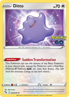 Ditto - 053/078 - Holo Rare // Pok&eacute;mon kaart (Pok&eacute;mon GO)