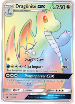 Dragonite GX Rainbow Rare - SM156 - Oversized Pokemon Kaart