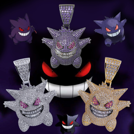 Gengar Iced Out Kids Hanger (inclusief ketting)