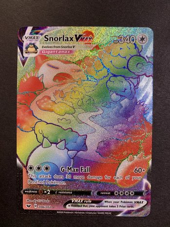 >> Snorlax VMAX Hyper Rare (Rainbow) // Pokémon kaart 