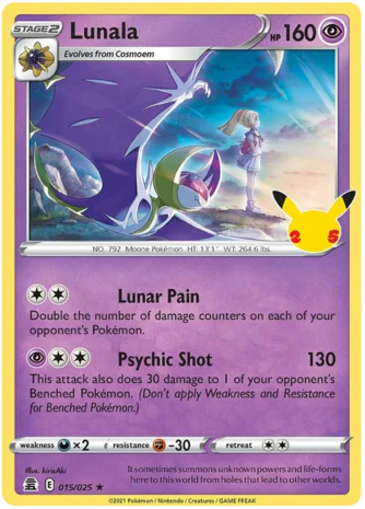 Lunala Holo Rare - 15/25 // Pokémon kaart (Celebrations)