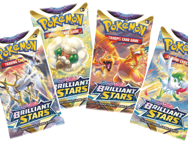 Actie: 4 x Pokémon Brilliant Stars booster pack + GRATIS Charmander Sokken