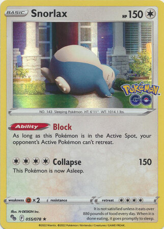 Snorlax - 055/078 - Holo Rare // Pokémon kaart (Pokémon GO)