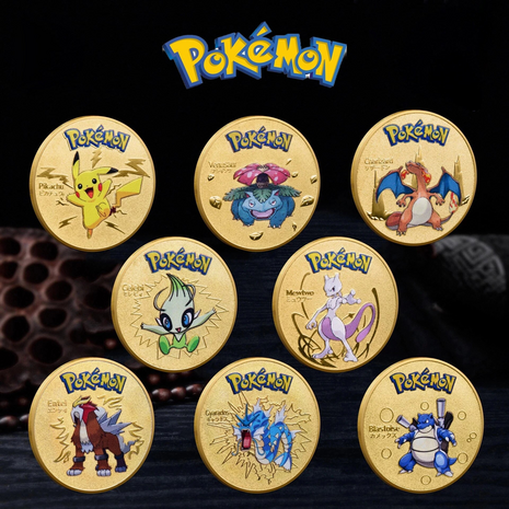 Pokémon - Collectible Gold Coin (6 verschillende Pokémon) 