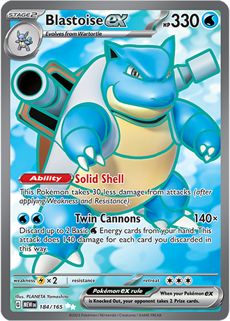 Blastoise EX Ultra Rare - MEW 184 - Pokémon kaart (Scarlet & Violet - 151)