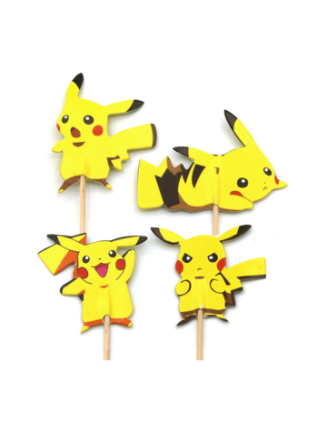 Pikachu Cocktail Prikkers - Verjaardag Decoratie 24 stuks - cupcake topper / traktatie