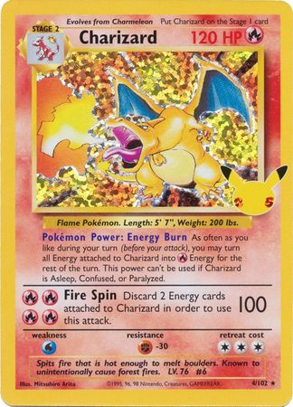 Pokemon Card Base Set store Charizard 4/102 Celebrations UPC Metal Promo w/ Pin & Coin