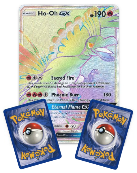 Carta Pokémon Lendário Ho-oh Gx Rainbow Extra Grande