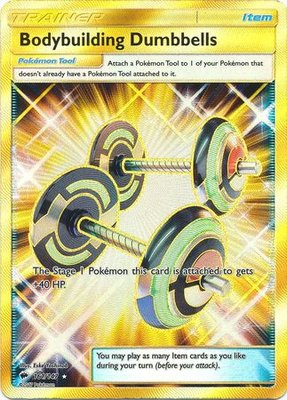Bodybuilding Dumbbells (GOLD SECRET RARE) // Pokémon kaart