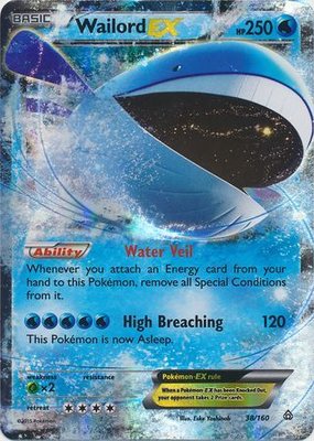 Wailord EX -38/160 - Ultra Zeldzame Pokémon kaart (Primal Clash)