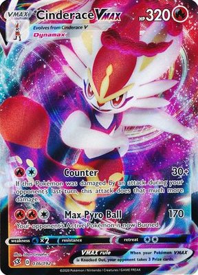 >> Cinderace VMAX Full Art - 036/192 // Pokémon kaart (Rebel Clash)