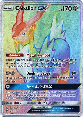 Cobalion Rainbow GX Hyper Rare Full Art // Pokémon kaart (TAG-TEAM)