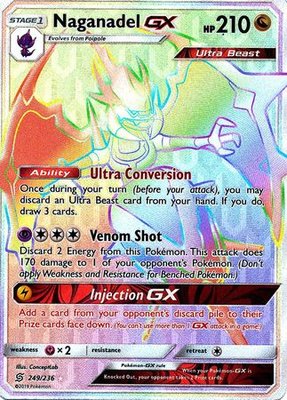 Naganadel Rainbow GX Hyper Rare Full Art // Pokémon kaart (TAG-TEAM)