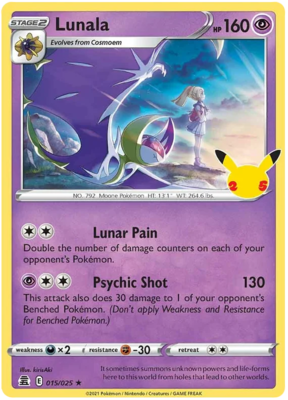 Lunala Holo Rare - 15/25 // Pokémon kaart (Celebrations)