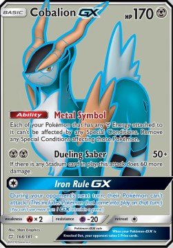 Cobalion Full Art GX - 168/181// Pokémon kaart (Dragon Majesty)