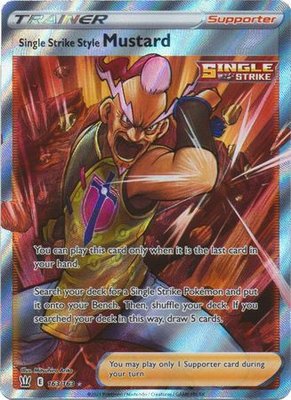 Single Strike Style Mustard Full Art Trainer - 163/163 // Pokémon kaart (Battle Styles)