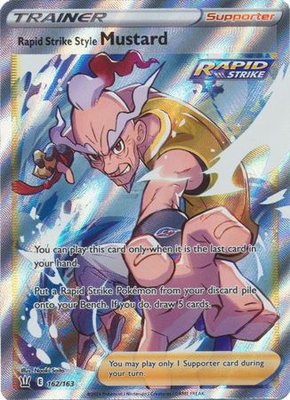 Rapid Strike Style Mustard Full Art Trainer - 163/163 // Pokémon kaart (Battle Styles)