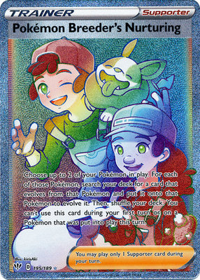 Pokemon Breeder's Nurturing Rainbow Full Art Trainer - 195/189 // Pokémon kaart (Darkness Ablaze)