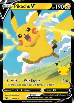 Pikachu V - SWSH143 // Pokémon kaart (Celebrations Promo)