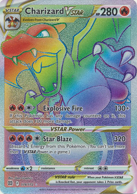 Charizard VSTAR Rainbow - 174/172// Pokémon kaart (Brilliant Stars)