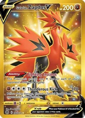 Galarian Zapdos V - 182/172 - Secret Rare // Pokémon kaart (Brilliant Stars)