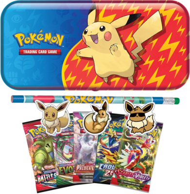 Pokemon Back to School Potloden Tin inclusief 1 Pokémon boosterpack, 1 Pokémon potlood en 3 Eevee stickers