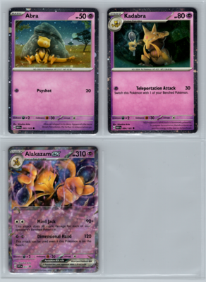 Set van 3 kaarten: Abra, Kadabra en Alakazam EX