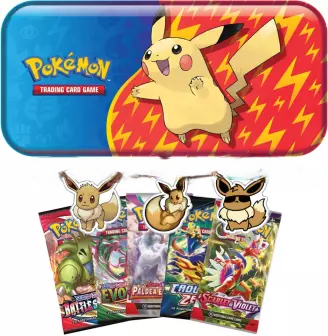 Pokemon Back to School Potloden Tin inclusief Pokémon boosterpack en Eevee stickers