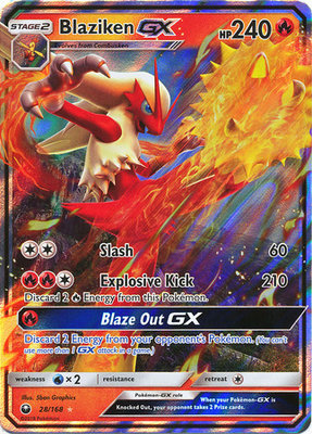 Blaziken GX - 28/168 // Pokemon kaart (Celestial Storm)