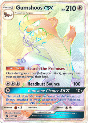 Gumshoos Rainbow GX Full Art Hyper Rare // Pokémon kaart