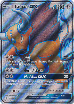 Tauros GX Full Art - 144/149 // Pokémon kaart (Sun & Moon)